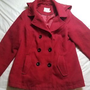 Pea coat Red with hood